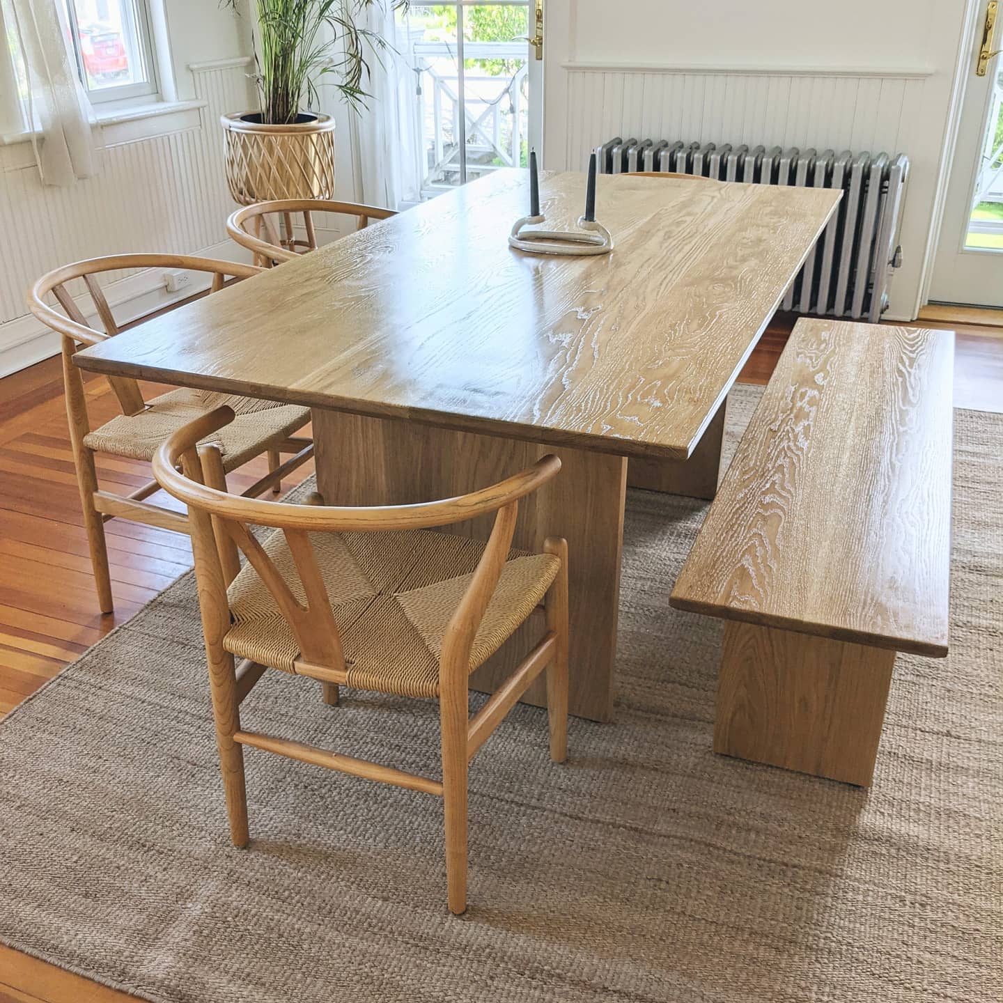 White Oak Dining Table and Bench